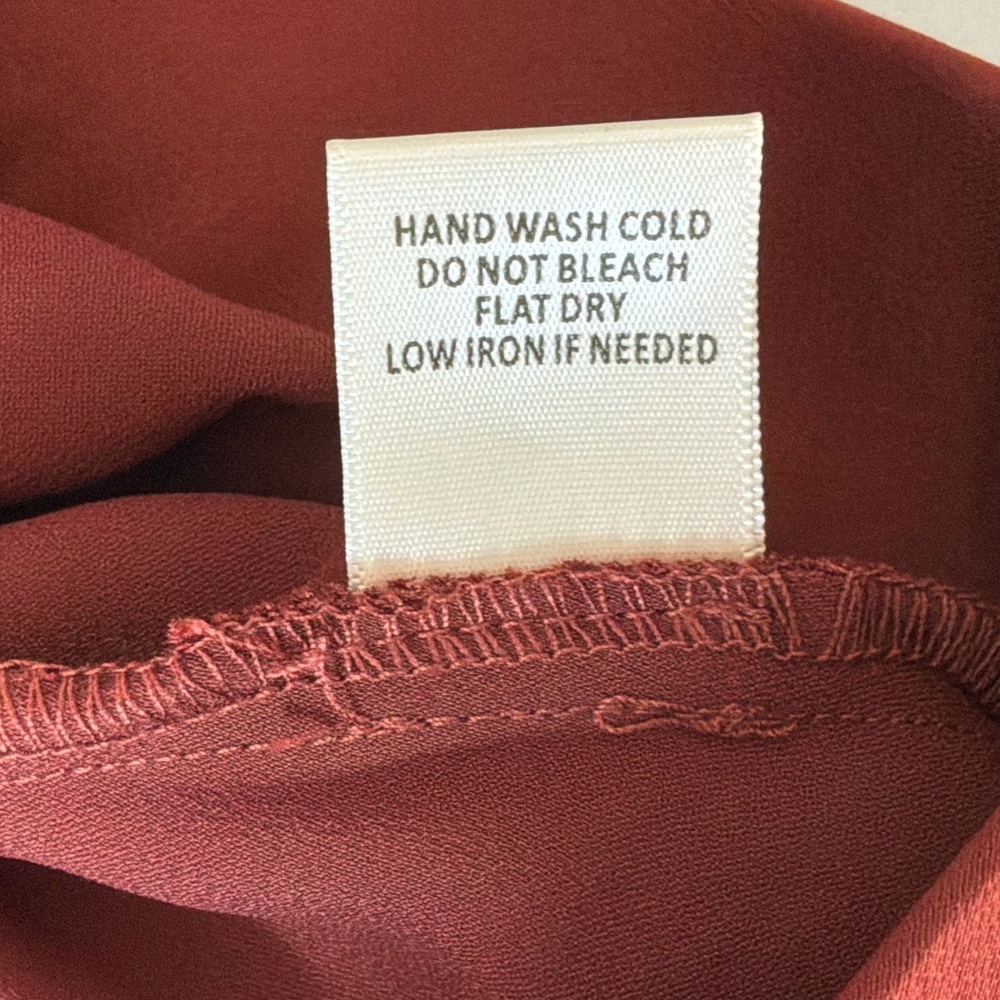 Skies Are Blue Satin Midi Skirt Lace Hem Rust Red Size S Slip Silky - Picture 7 of 7